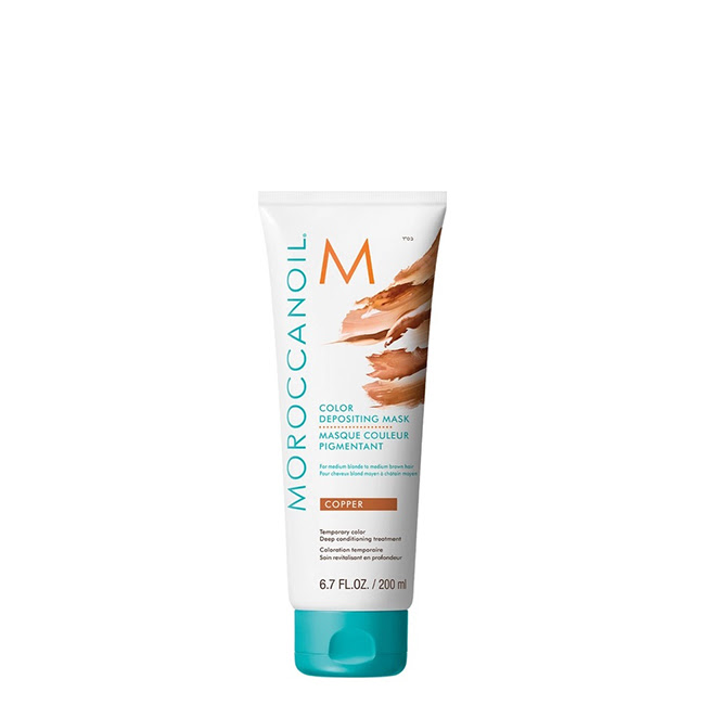 MoroccanoilColorDepositingMaskCopper200ml Jar of Moroccanoil Color Depositing Mask Copper by Moroccanoil, a coloring mask indicated for luminous color and hair restoration.
