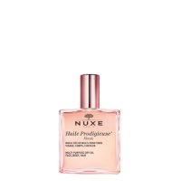 Bottle  of  Nuxe  Huile  Prodigieuse  Florale  Dry  Oil  by  Nuxe,  a  dry  oil  indicated  for  nourishing  and  protecting  face,  body  and  hair.