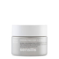 Jar  of  Sensilis  Origin  PRO  EGF-5  Global  Rejuvenating  Cream  by  Sensilis,  a  cream  indicated  for  fighting  signs  of  skin  aging.