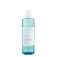Bottle  of  Sensilis  Purify  Balancing  Toner  by  Sensilis,  a  purifying  toner  indicated  for  regulating  sebum  in  combination  skin.