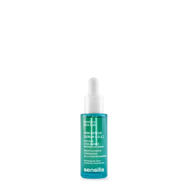 SensilisSkinRescueSOSSerum30ml Bottle of Sensilis Skin Rescue SOS Serum by Sensilis, a serum indicated for soothing and repairing sensitive facial skin.