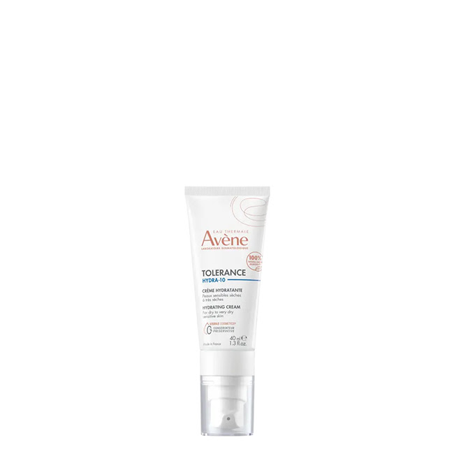 AvèneToleranceHydra-10HydratingCream40ml Tube of Avène Tolerance Hydra-10 Hydrating Cream by Avène, a nourishing cream indicated for soothing very dry sensitive skin.