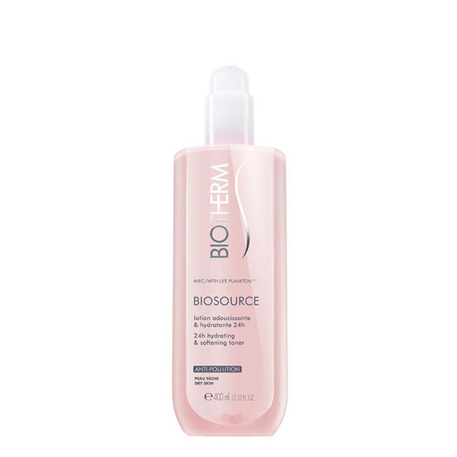 BiothermBiosourceSofteningTonerDrySkin400ml Bottle of Biotherm Biosource Softening Toner Dry Skin by Biotherm, a liquid toner indicated for hydrating and toning dry skin.
