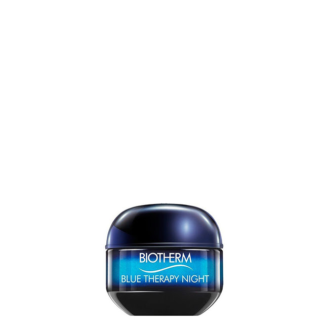 BiothermBlueTherapyNightCream50ml Jar of Biotherm Blue Therapy Night Cream by Biotherm, a smooth cream indicated for fighting signs of skin aging overnight.