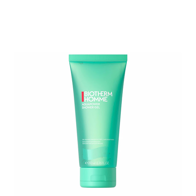 BiothermHommeAquapowerShowerGel200ml Bottle of Biotherm Homme Aquapower Shower Gel by Biotherm, a shower gel indicated for refreshing skin and hair.