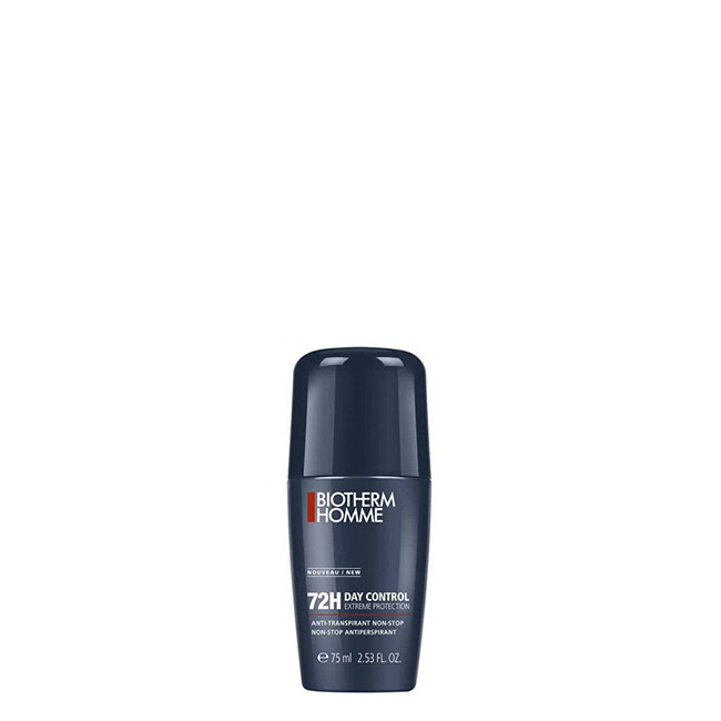 BiothermHommeDayControl72hRoll-OnDeodorant75ml Bottle of Biotherm Homme Day Control 72h Roll-On Deodorant by Biotherm, a roll-on indicated for regulating excess sweat in men.