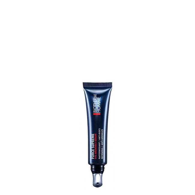 BiothermHommeForceSupremeEyeArchitectSerum15ml Product container of Biotherm Homme Force Supreme Eye Architect Serum by Biotherm, a serum indicated for eye contour wrinkles.