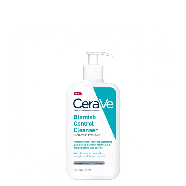 CeraveBlemishControlCleanser236ml Bottle of Cerave Blemish Control Cleanser by Cerave, a cleansing gel indicated for regulating excess oil and decongesting pores.