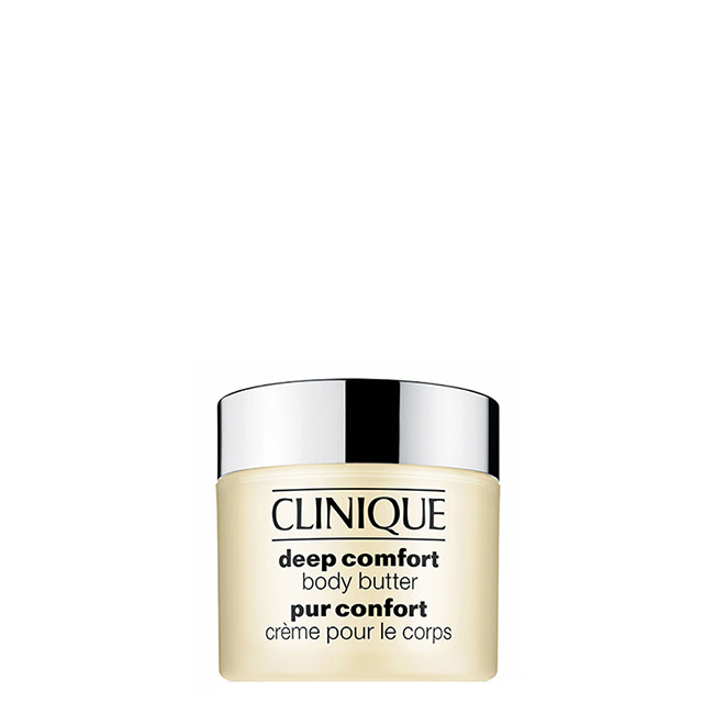 CliniqueDeepComfortBodyButter200ml Jar of Clinique Deep Comfort Body Butter by Clinique, a rich cream indicated for soothing and hydrating dry and rough body skin.