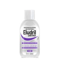 Bottle  of  Eludril  Ortho  Mouthwash  by  Eludril,  a  liquid  mouthwash  indicated  for  complete  oral  hygiene  in  orthodontic  patients.