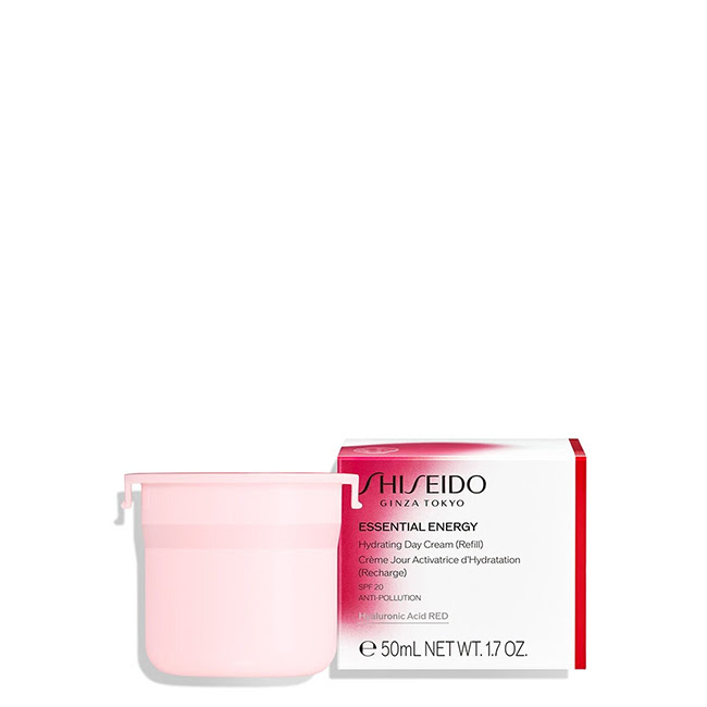 ShiseidoEssentialEnergyHydratingDayCreamSPF20Recharge50ml Product container of Shiseido Essential Energy Hydrating Day Cream SPF20 Recharge, a day cream indicated for deep hydration.