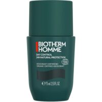 Product  container  of  Biotherm  Homme  Day  Control  Natural  Protection  Roll-On  by  Biotherm,  a  roll-on  indicated  for  underarm  protection.