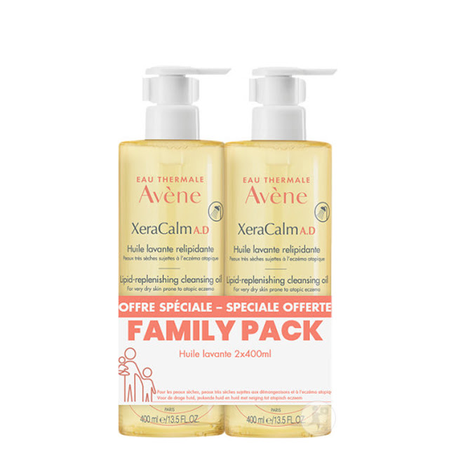 AvèneXeraCalmA.DCleansingOilDuo2x400ml Bottle of Avène XeraCalm A.D Cleansing Oil Duo by Avène, an oil indicated for soothing very dry or atopic skin.