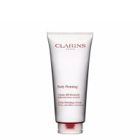 Tube  of  Clarins  Body  Firming  Cream  by  Clarins,  a  body  cream  indicated  for  providing  firmness  to  the  skin.