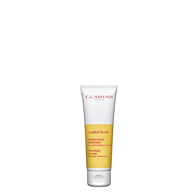 ClarinsComfortScrubNourishinOilScrub50ml Tube of Clarins Comfort Scrub Nourishing Oil Scrub by Clarins, an exfoliating scrub indicated for nourishing facial skin.