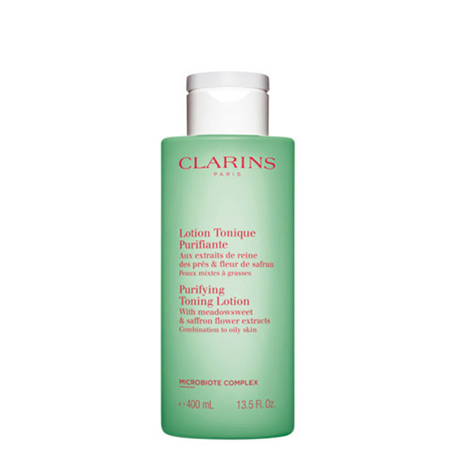 ClarinsPurifyingToningLotion400ml Bottle of Clarins Purifying Toning Lotion by Clarins, a fluid lotion indicated for purifying and regulating oily skin shine.