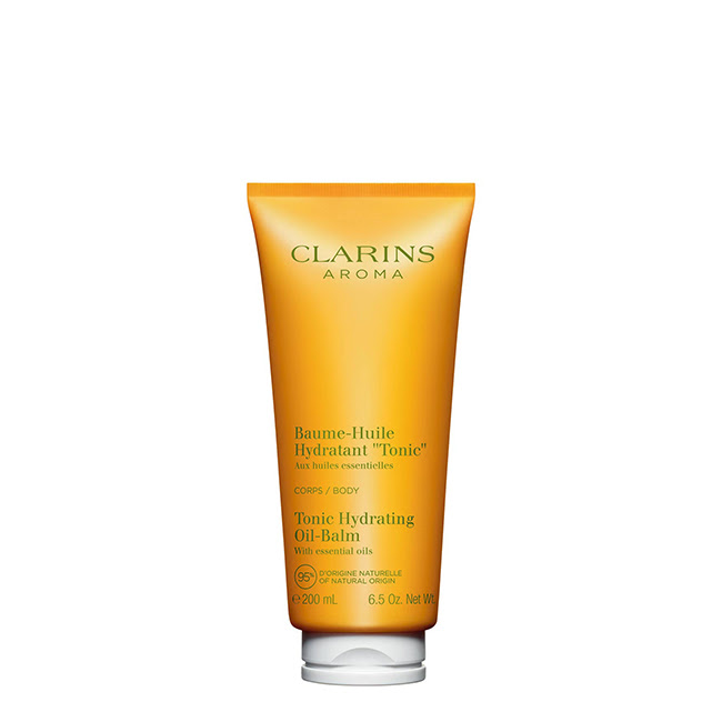 ClarinsTonicHydratingOil-Balm200ml Product container of Clarins Tonic Hydrating Oil-Balm by Clarins, a body balm indicated for revitalizing the skin.
