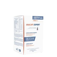 Box  of  Ducray  Anacaps  Expert  Trio  Capsules  by  Ducray,  a  food  supplement  indicated  for  chronic  hair  loss.