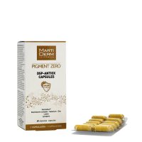 Box  of  Martiderm  Pigment  Zero  DSP-Antiox  Capsules  by  Martiderm,  a  supplement  indicated  for  preventing  photoaging.