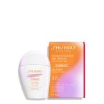 Bottle of Shiseido Urban Environment Oil-Free Suncare Emulsion by Shiseido, an emulsion indicated for UV protection SPF30.