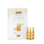 Box of Isdinceutics Flavo-C Ultraglican Ampoules by Isdin, a firming treatment indicated for skin luminosity.