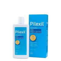 Bottle  of  Pilexil  Frequent  Use  Shampoo  by  Pilexil,  a  shampoo  indicated  for  moisturizing  and  caring  for  delicate  hair  and  scalp.