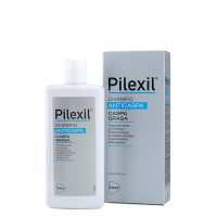 Bottle  of  Pilexil  Oily  Dandruff  Shampoo  by  Pilexil,  a  shampoo  indicated  for  eliminating  and  normalizing  oily  scalp.