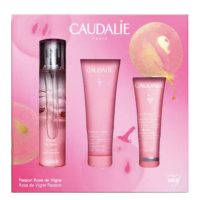 Box  of  Caudalie  Rose  de  Vigne  Passion  Gift  Set  by  Caudalie,  a  skincare  set  indicated  for  perfuming  and  moisturizing  the  skin.