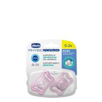 Product  container  of  Chicco  PhysioForma  Micró  Silicone  Pacifier  0-2  M  Pink  by  Chicco,  a  pacifier  indicated  for  baby  comfort.