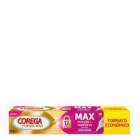 Tube  of  Corega  Power  Max  Fixation  and  Comfort  Cream  by  Corega,  a  fixing  cream  indicated  for  securing  dental  prostheses.