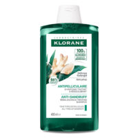 Bottle  of  Klorane  Galangal  Bio  Anti-Dandruff  Rebalancing  Shampoo  by  Klorane,  a  gel  shampoo  indicated  for  dandruff  removal.