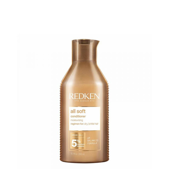 RedkenAllSoftMoisturizingConditioner300ml Bottle of Redken All Soft Moisturizing Conditioner by Redken, a conditioner indicated for dry and brittle hair.