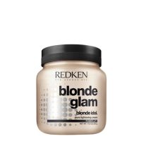 Jar  of  Redken  Blonde  Glam  Lightening  Cream  by  Redken,  a  lightening  cream  indicated  for  nourishing  and  softening  hair.