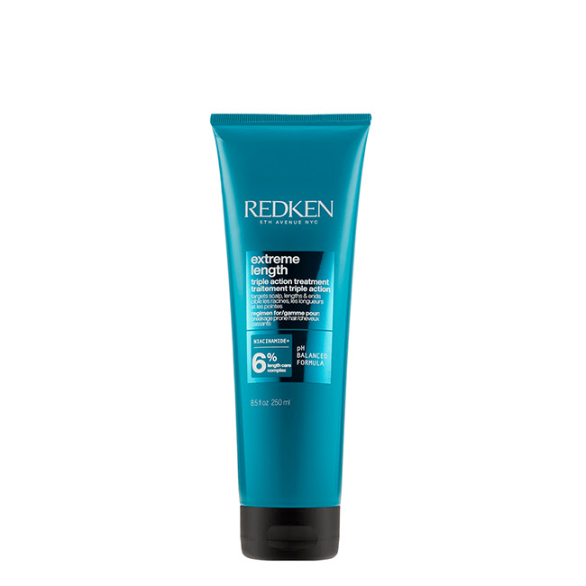 RedkenExtremeLengthTripleActionTreatment250ml Jar of Redken Extreme Length Triple Action Treatment by Redken, a hair mask indicated for nourishing fragile hair.