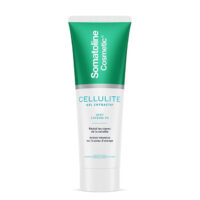 Product  container  of  Somatoline  Cosmetic  Cryoactive  Cellulite  Gel  by  Somatoline,  a  gel  indicated  for  reducing  cellulite  marks.