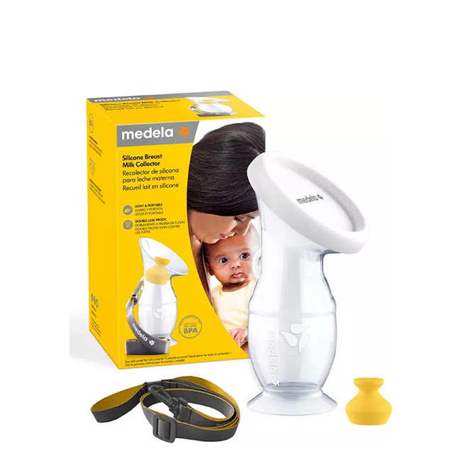 MedelaSiliconeBreastMilkCollector Product container of Medela Silicone Breast Milk Collector by Medela, a silicone collector indicated to prevent breast milk loss.
