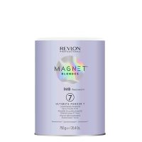 Jar  of  Revlon  Magnet  Blondes  7  Lightening  Powder  by  Revlon,  a  bleaching  powder  indicated  for  lightening  hair  up  to  7  shades.