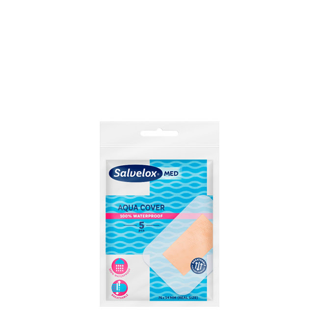 SalveloxMedAquaCover76x54mProtectivePlastersx5 Salvelox Med Aqua Cover Apósitos 76x54m x5 - Image 1