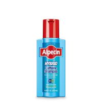 Bottle  of  Alpecin  Hybrid  Caffeine  Shampoo  Sensitive  Scalp  by  Alpecin,  a  shampoo  indicated  for  preventing  hair  loss  on  sensitive  scalps.