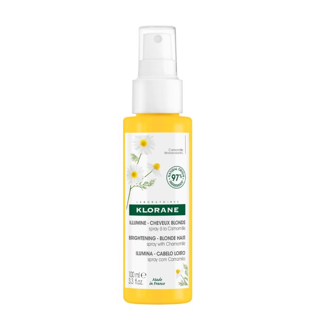 Klorane Chamomile Brightening Spray Spray of Chamomile Sun Lightening Spray by Klorane, a care mist indicated for illuminating blonde hair tones.