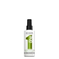 Spray  of  Revlon  Uniq  One  Green  Tea  All  in  One  Hair  Treatment  by  Revlon,  a  hair  mask  indicated  for  repairing  damage  and  controlling  frizz.