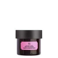 Jar  of  The  Body  Shop  British  Rose  Fresh  Plumping  Mask  by  The  Body  Shop,  a  gel  mask  indicated  for  plumping  dehydrated  skin.