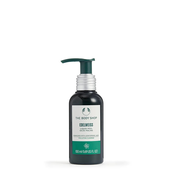 TheBodyShopEdelweissLiquidPeel100ml Bottle of The Body Shop Edelweiss Liquid Peel by The Body Shop, a gel peel indicated for exfoliating and removing pollution.