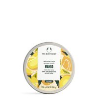 Jar  of  The  Body  Shop  Mango  Body  Butter  by  The  Body  Shop,  a  body  butter  indicated  for  nourishing  dry  skin  for  96  hours.