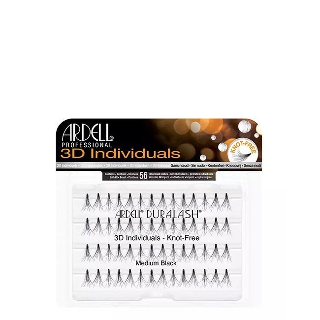 Ardell3DIndividualsKnot-FreeLashesMediumBlackx56 Ardell 3D Individuals Knot-Free Lashes Medium Black Pestañas Falsas x56 - Image 1