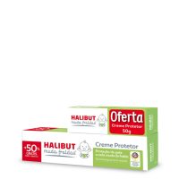 Product  container  of  Halibut  Diaper  Changing  Protective  Cream  Set  by  Halibut,  a  cream  indicated  for  preventing  diaper  rash.
