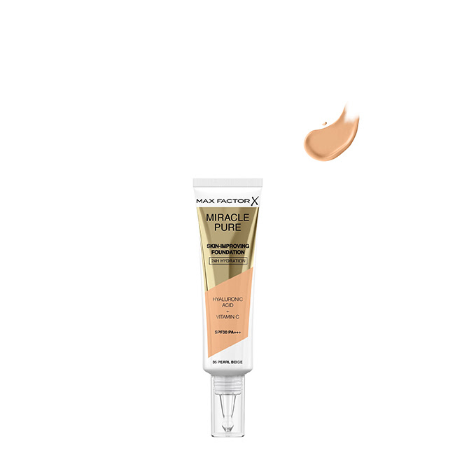 MaxFactorMiraclePureSPF30FoundationColor35PearlBeige30ml Max Factor Miracle Pure SPF30 Base Hidratante Cor 35 Pearl Beige 30ml - Image 1