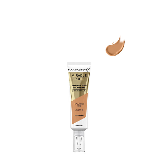 MaxFactorMiraclePureSPF30FoundationColor80Bronze30ml Max Factor Miracle Pure SPF30 Base Hidratante Cor 80 Bronze 30ml - Image 1
