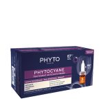 Box of Phytocyane Women Progressive Anti-Hair Loss Ampoules by Phyto, a treatment indicated for progressive hair loss in women.