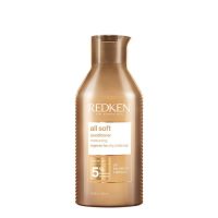 Bottle  of  Redken  All  Soft  Moisturizing  Conditioner  by  Redken,  a  conditioner  indicated  for  dry  and  brittle  hair.